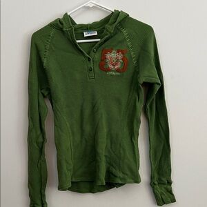 Green Long Sleeve Henley Top